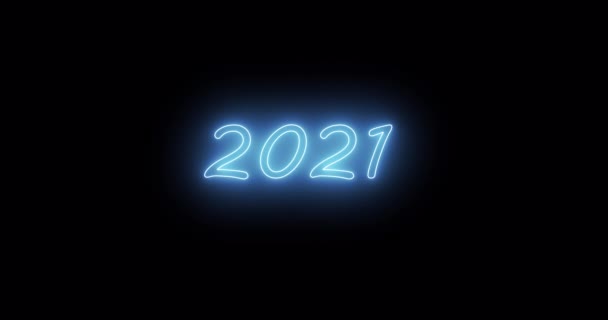 2021 Happy New Year Bright Multicolored Animation Numerals of the New Year Glowing. — Stock Video
