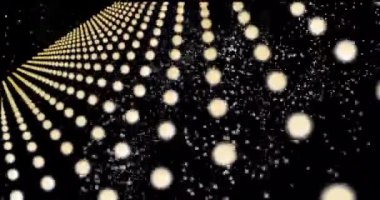 Büyük veri akışı fütüristik bilgi. Güvenlik teknolojisi dijital arka plan konsepti. Büyük veri soyut arkaplanı. Siyah zemin üzerinde altın parçacıklardan oluşan bir duvar. 4k animasyon videosu. depolama görüntüleri