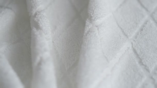 Top view textile background. fresh towels texture. Details of a white terry towel. — Stock Video