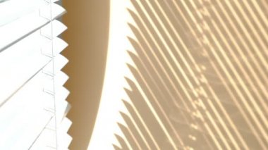 Venedik Körlüğü 'nden çizgili Gölge. Açık modern yatay perdeleri olan pencere. Soyut arkaplan.