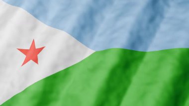 Cibuti ulusal bayrağının üç boyutlu animasyonu kusursuz bir döngü içinde dalgalanıyor. Mavi, yeşil, kırmızı yıldızlı beyaz üçgen barışı, birliği, karayı ve denizi simgeliyor. Ulusal bağımsızlık ve vatanseverlik geçmişi. 4k