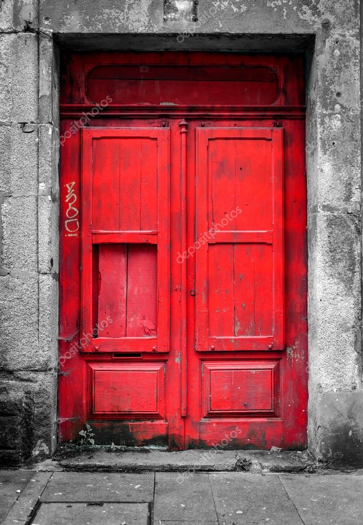 Red door at the black and white background Stock Photo by ©mango2friendly  107180688