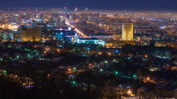 Панорамний вид на місто взимку — стокове відео