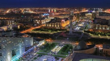Astana şehir Bayterek Anıtı ile