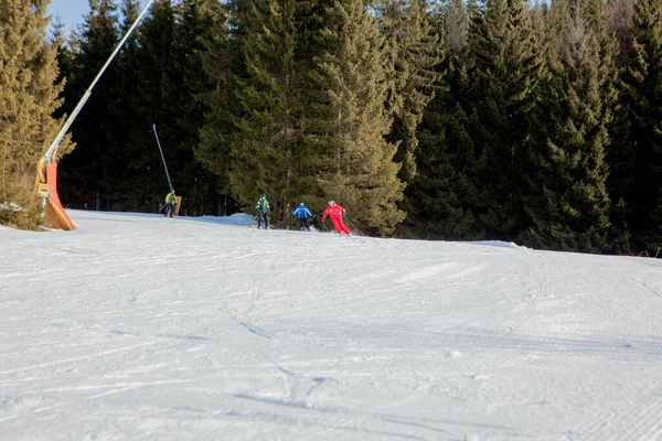 Skiing People Chair Lifts Ski Region Ukraine — Stock Photo, Image