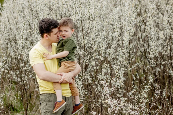 Image Happy Man Holding His Son While Having Fun — Stock Photo, Image