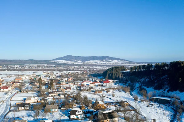Pandangan Udara Atas Rumah Rumah Pribadi Musim Dingin — Stok Foto
