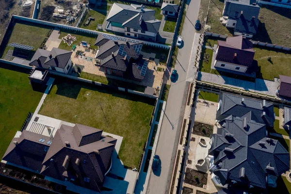 Vista Aérea Casas Ucrânia Propriedades Habitacionais Alguns Com Construção Painéis — Fotografia de Stock