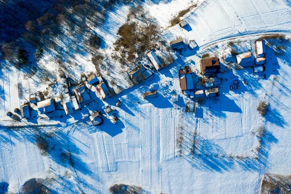 Vista Aérea Sobre Casas Privadas Inverno — Fotografia de Stock