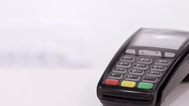 Celular Nfc Comprador Feminino Com Carteira Sem Dinheiro Dinheiro Eletrônico — Vídeo de Stock