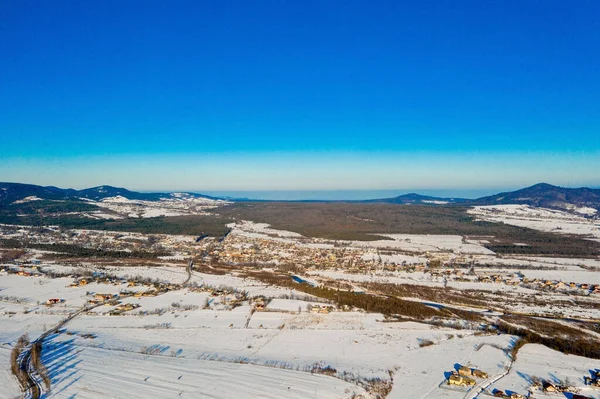 Muhteşem Kış Manzarası Dramatik Bulutlu Gökyüzü Yaratıcı Kolaj Güzellik Dünyası — Stok fotoğraf