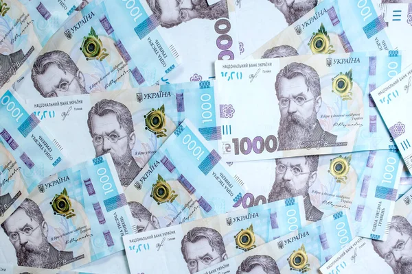 Ukrayna Parası Ukrayna Banknotlarından Alınan Dokular 1000 Hryvnias Değerinde Banknot — Stok fotoğraf