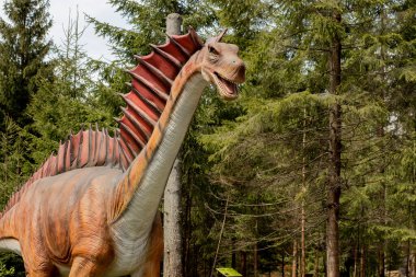 Parkta bir sürü farklı dinozor var..