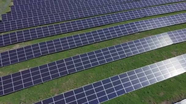 Solar Panel Produces Green Environmentaly Friendly Energy Aerial View Drone — Stock Video