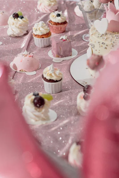 Barra Doces Com Uma Grande Variedade Sobremesas Diferentes — Fotografia de Stock