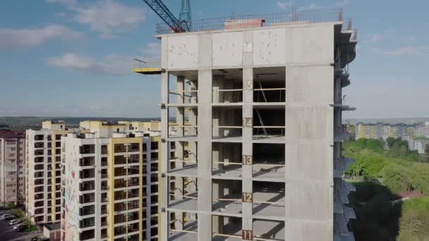 建造中的高层住宅公寓楼的空中景观 房地产开发 — 图库视频影像