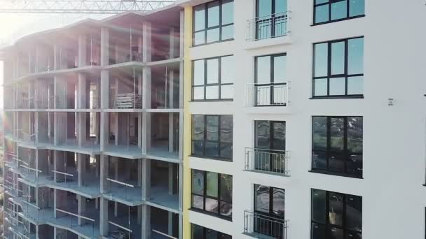 Строительная Площадка Монолитными Рамами Новых Многоэтажных Зданий Быстрорастущем Городе Качество — стоковое видео