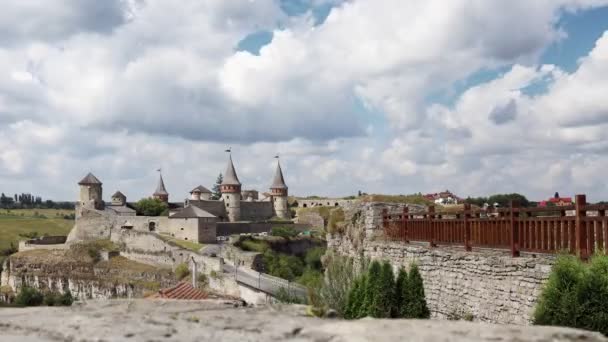 Medieval Castle Kamianets Podilskyi Ukraine Timelapse — Stock Video