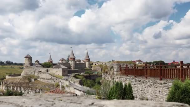 Średniowieczny Zamek Kamianets Podilskyi Ukraina Timelapse — Wideo stockowe