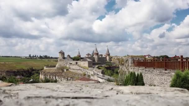 Castillo Medieval Kamianets Podilskyi Ucrania Timelapse — Vídeos de Stock
