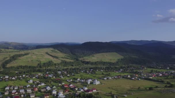 Vedere Aeriană Peisajului Unui Sat Vedere Sus Câmpuri — Videoclip de stoc