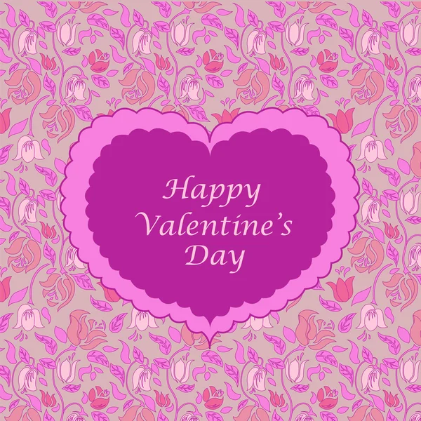 Růžové květinové valentine karta — Stockový vektor