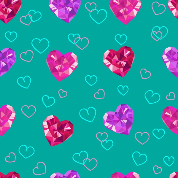 Coeurs de cristal motif de valentines — Image vectorielle