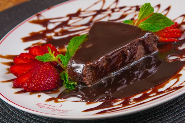 Dessert gâteau au chocolat — Photo