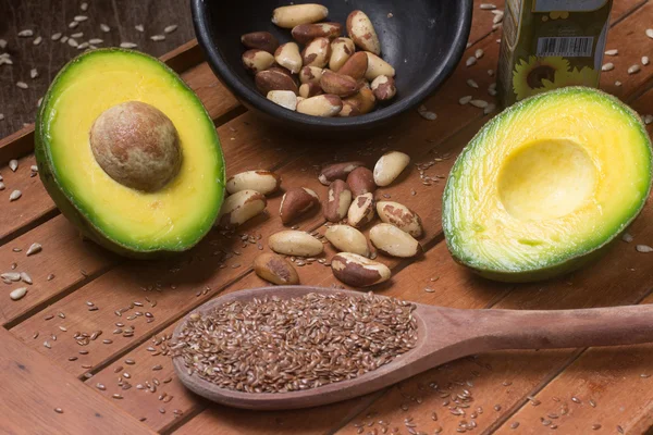 Sources of healthy fats — Stock Photo, Image