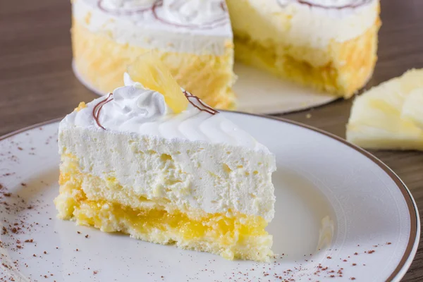 Pineapple Cake with wipped cream — Stock Photo, Image