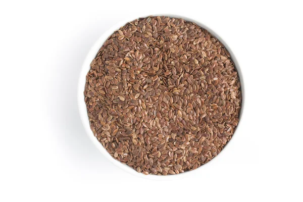 Semillas de lino en un tazón — Foto de Stock