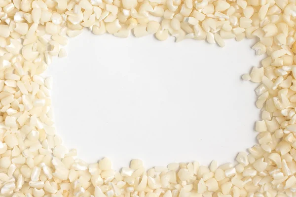 Núcleos de maíz rallado blanco Marco — Foto de Stock