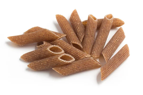 Kepekli makarna. Yakın çekim ayrılmaz bir Penne