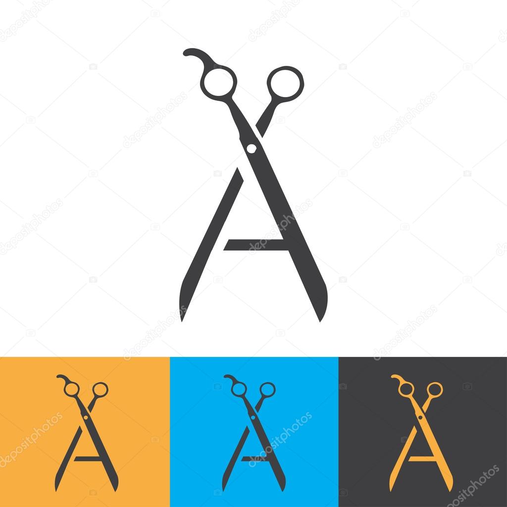 Scissors hairdresser sign icon. Tailor symbol. Circle and square buttons. Flat design set.