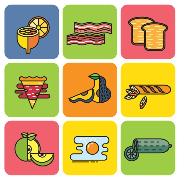 Set of colored icons food — Stock Vector