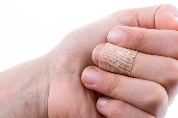 Machucar o dedo com um gesso nele — Fotografia de Stock
