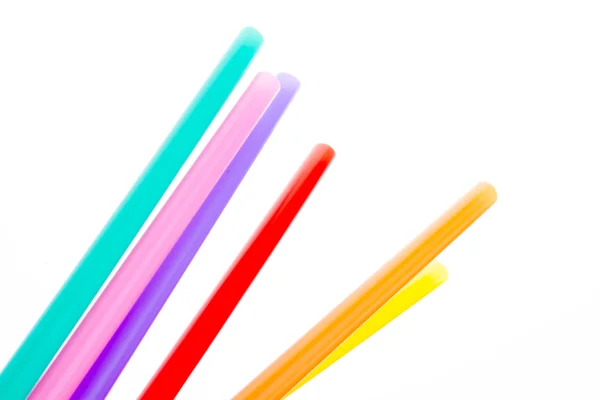 Different color of straw on a white background — Stock Photo, Image