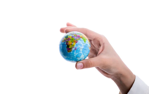 Kind houden een globe — Stockfoto