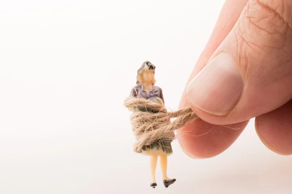 Woman tied with rope — Stock Photo, Image