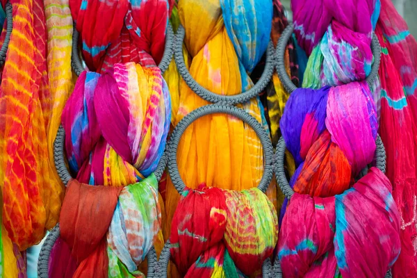 Pile Bright Multi Colored Pieces Fabric Bazaar — Stock Photo, Image