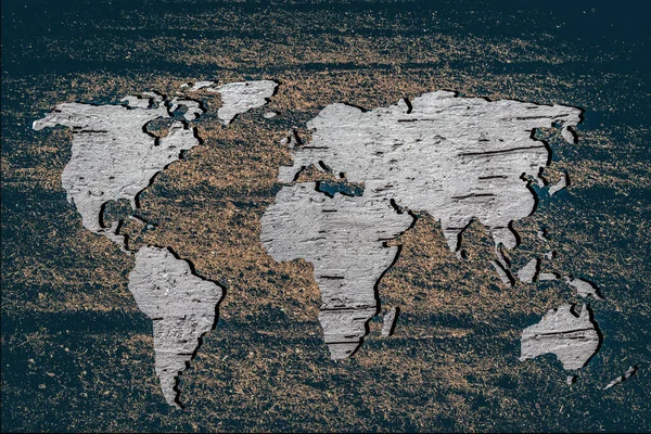 Roughly outlined world map with white background