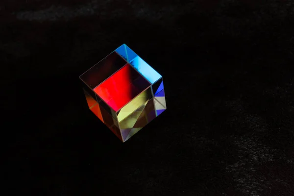 Cubo Vidrio Óptico Dispersión Luz Espectro Física Óptica Refracciones Rayos — Foto de Stock