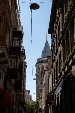 İstanbul 'da antik çağlardan kalma Galata Kulesi manzarası