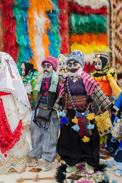 Traditional dolls in folk dress in Turkish Bazaar