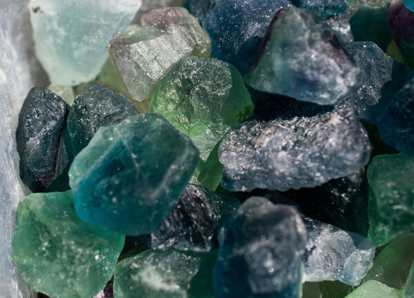 Fluorite green crystal, shades of green, magent