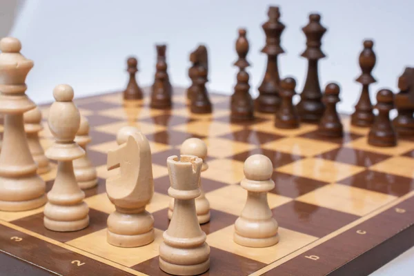 Интеллектуальная Игра Шахматы Деревянные Шахматы Шахматной Доске — стоковое фото