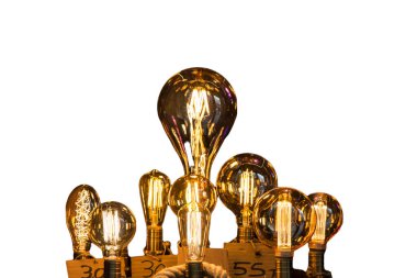 Dekoratif açık hava lambalarının bulanık görüntüsü Edison lambaları