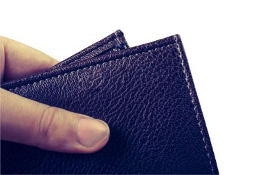 Beyaz arka planda izole edilmiş erkekler için deri cüzdanlar.