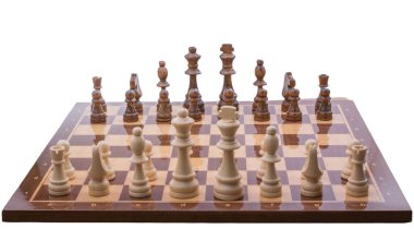 Entelektüel düello ve taktiksel savaş sembolü olarak satranç oyunu. Strateji planlaması ve şirket liderliği kavramı.