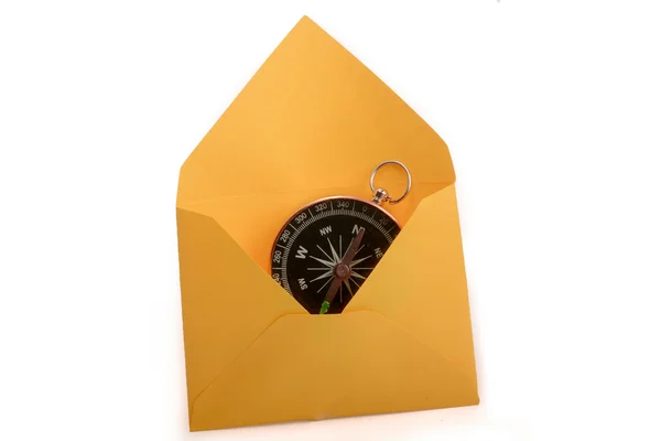 Compass in envelope — Stock Photo, Image